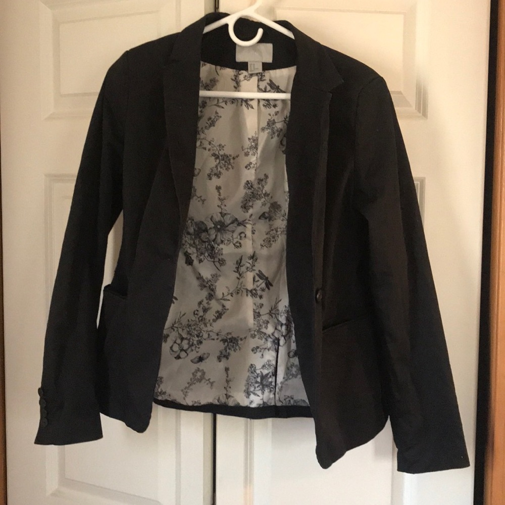 H&M Black Blazer with Floral Lining